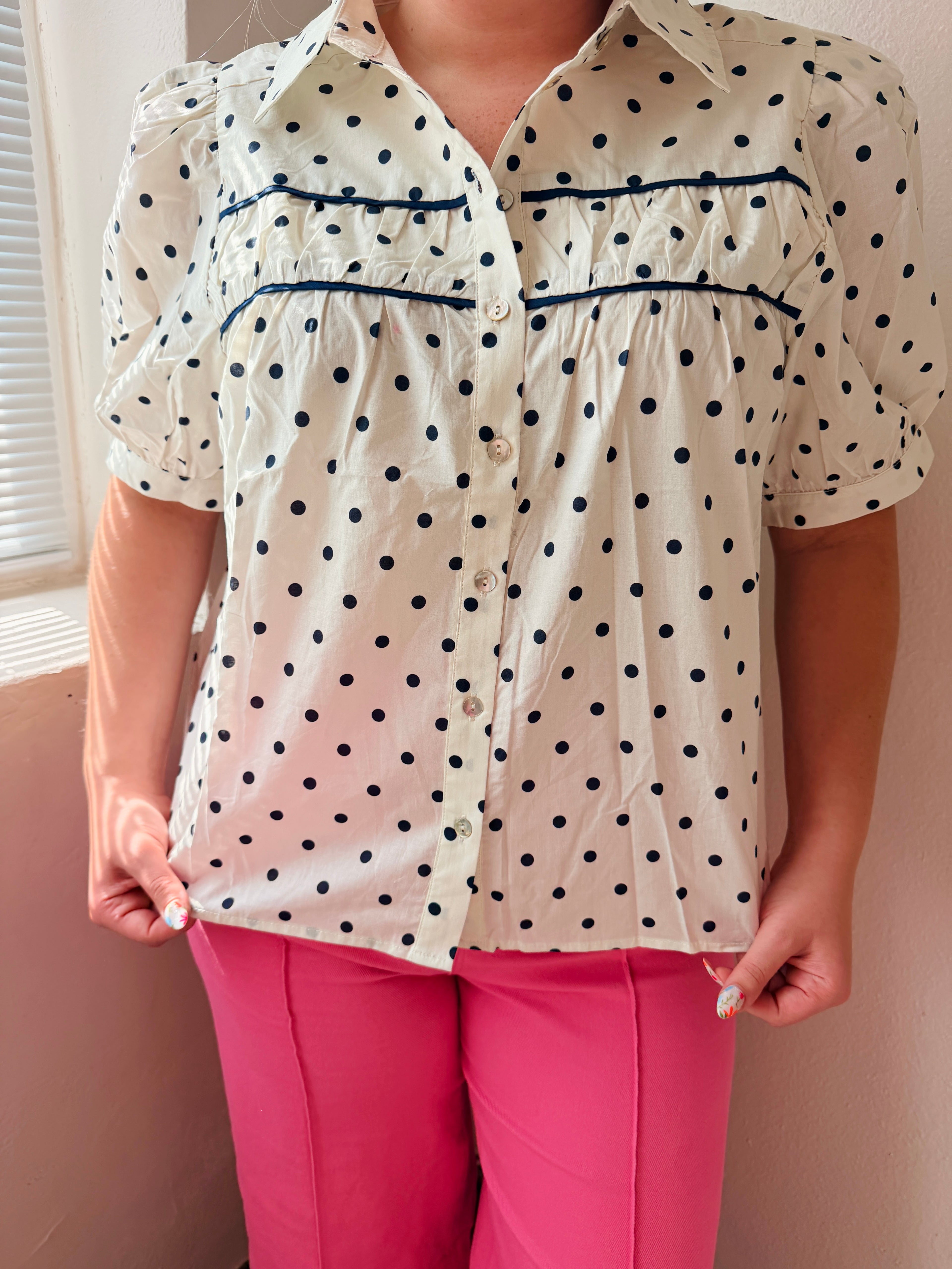 Navy Polka Dot shirt