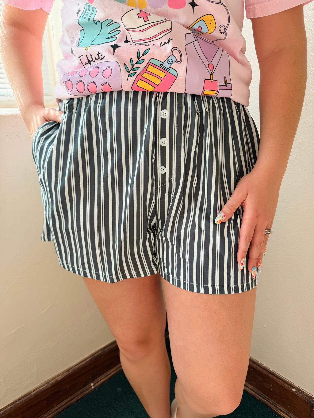 Black stripe shorts
