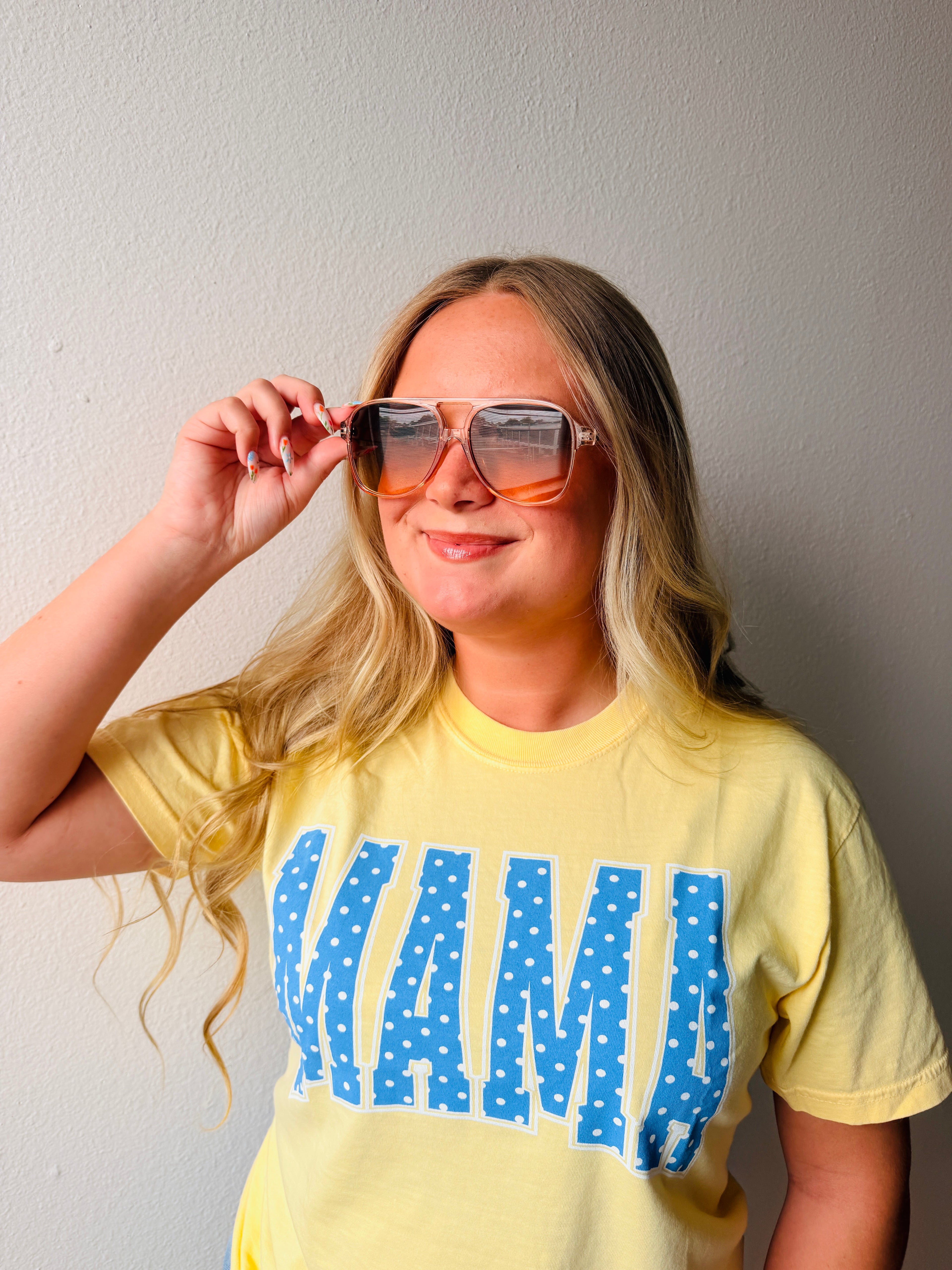 Yellow Mama polka dot tee