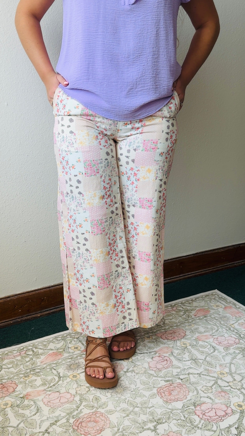 Patchwork floral jeans
