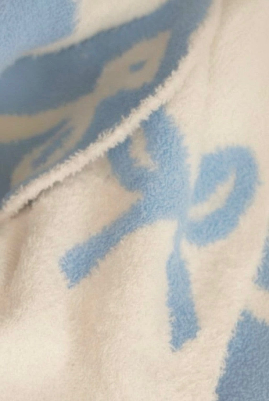 Blue and Cream Bow Blanket