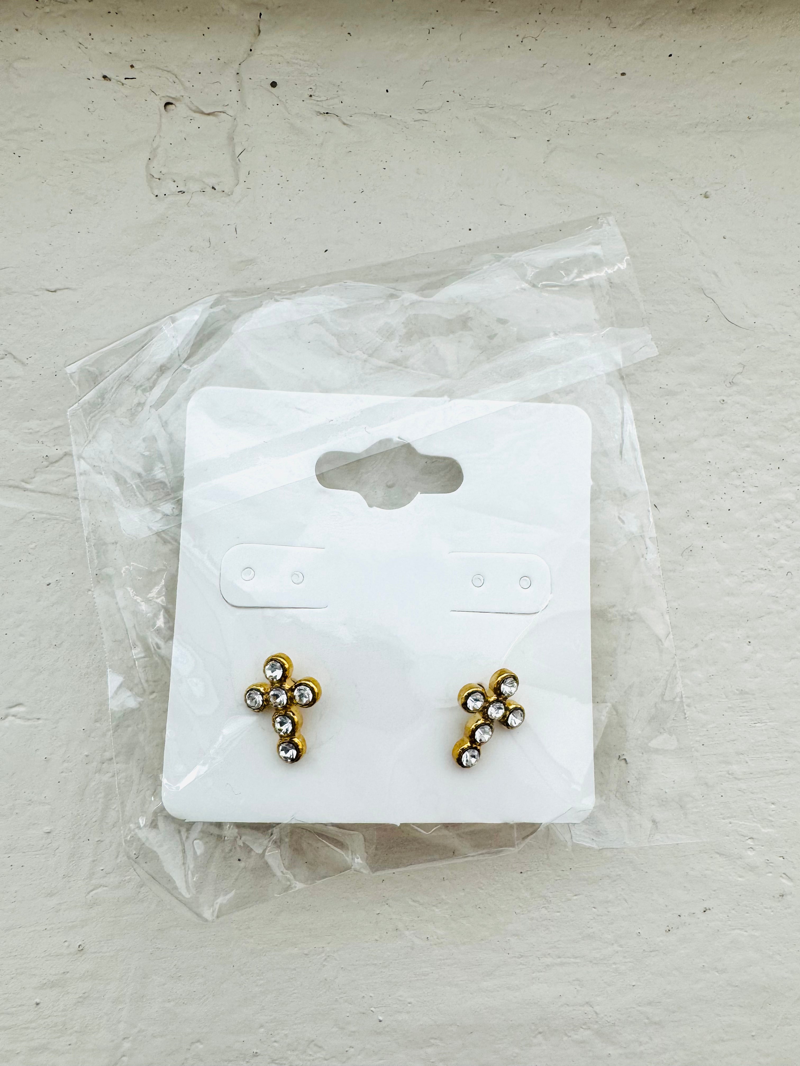 Gold Cross Earrings