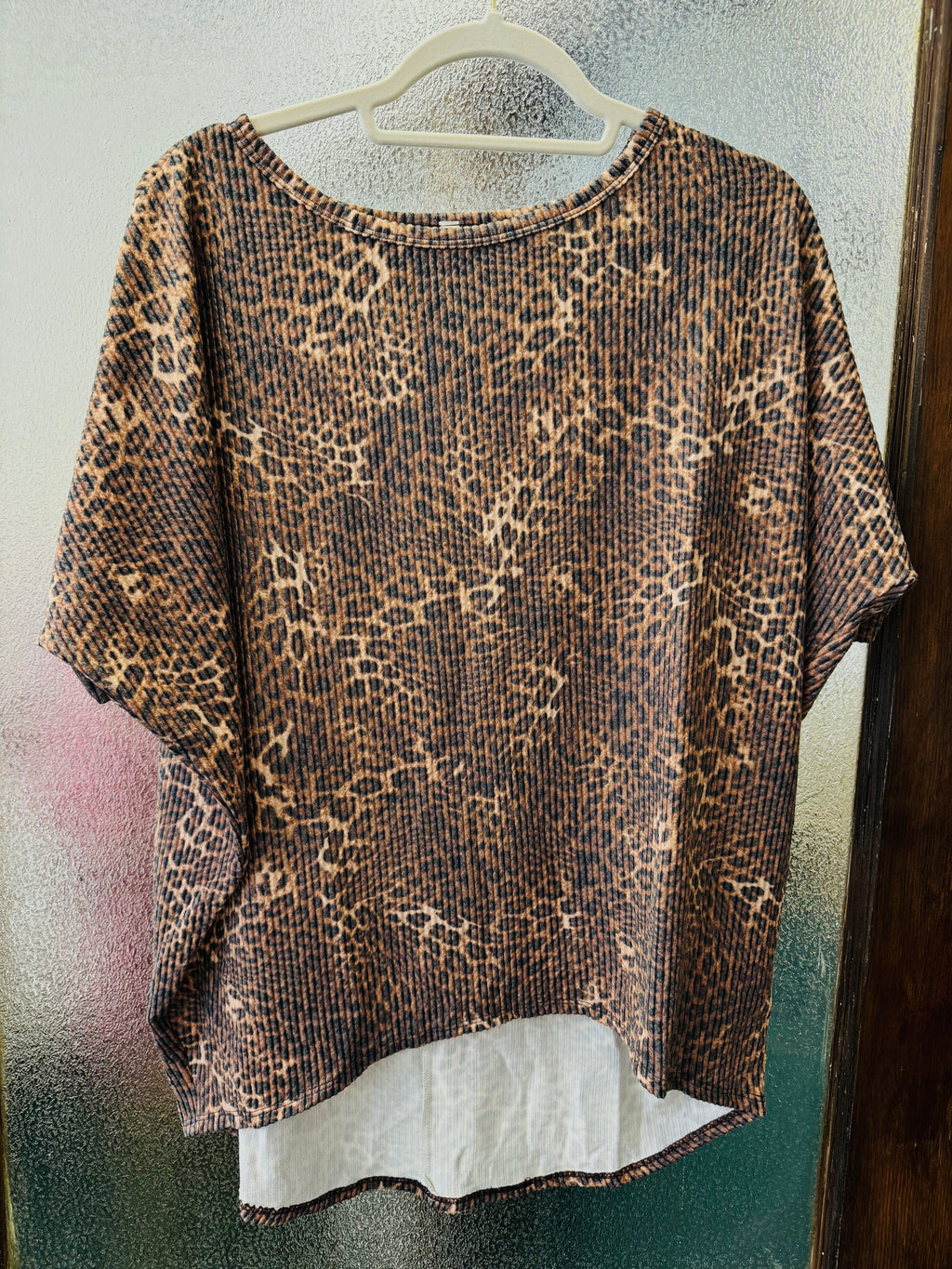 Leopard Print Top w/ High Low Hem