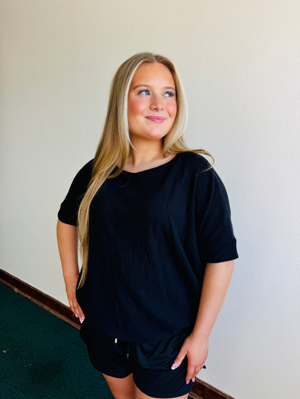 Black Ribbed Top