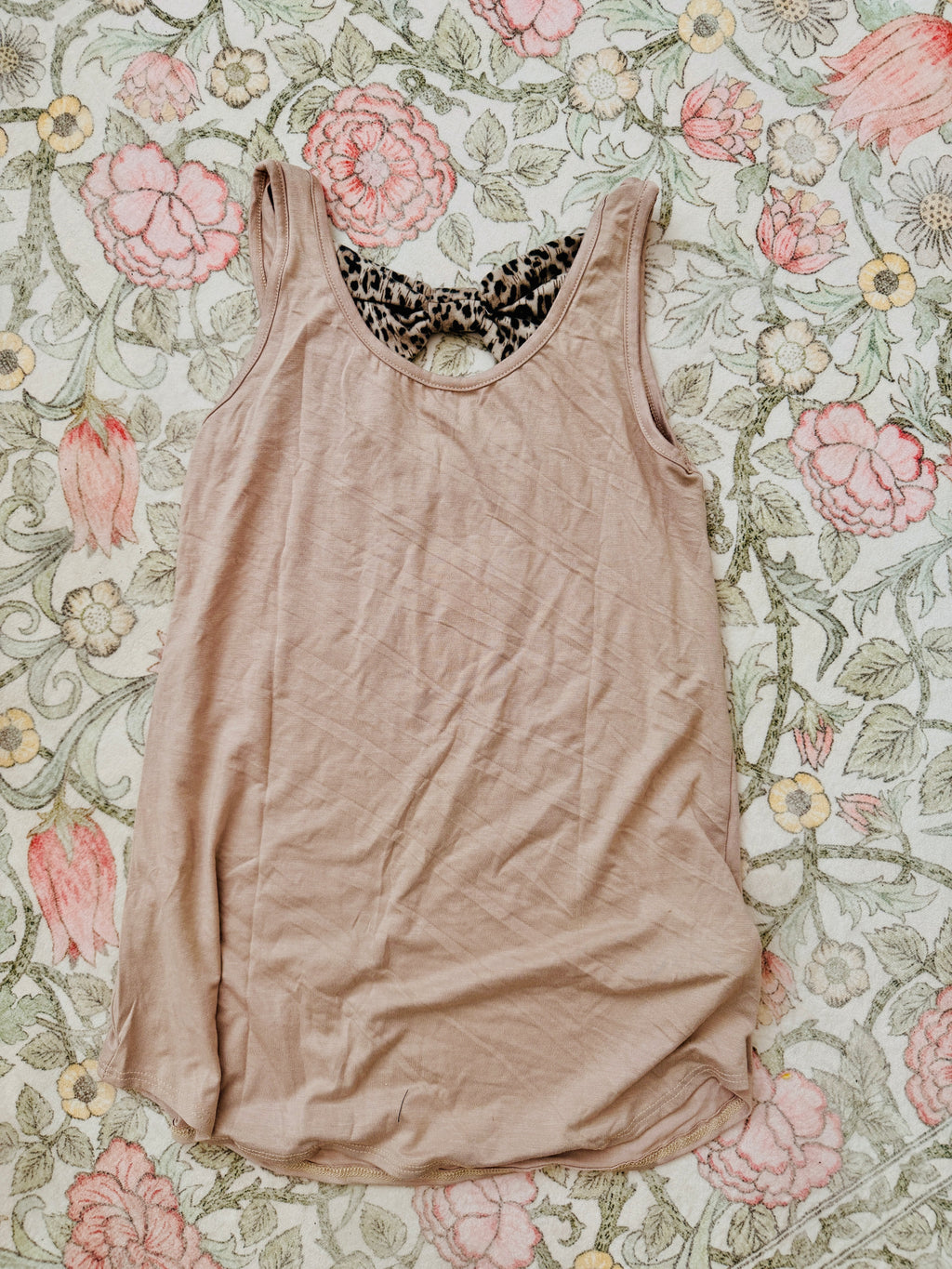 Beige Bow Tank Top