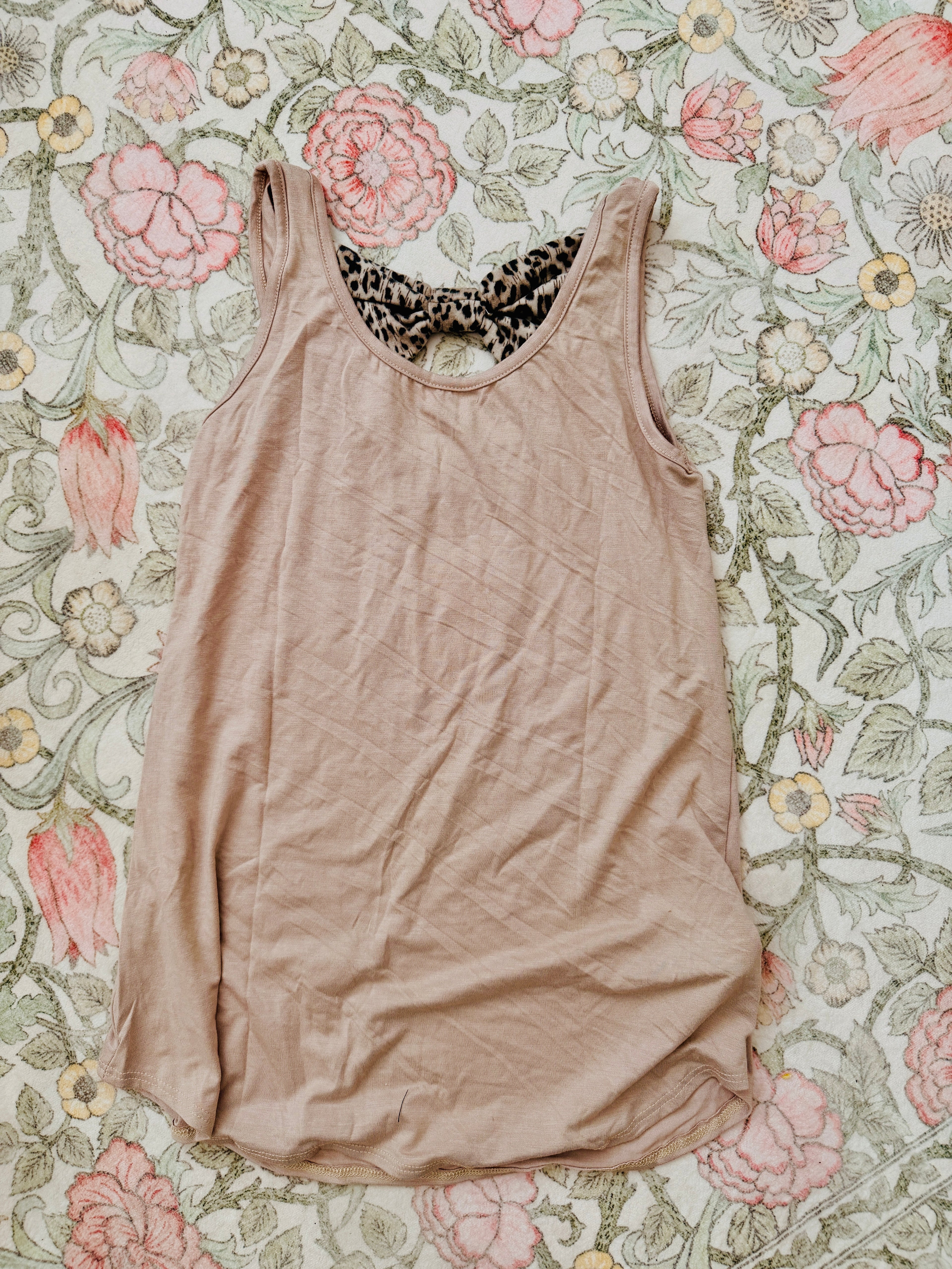 Beige Bow Tank Top