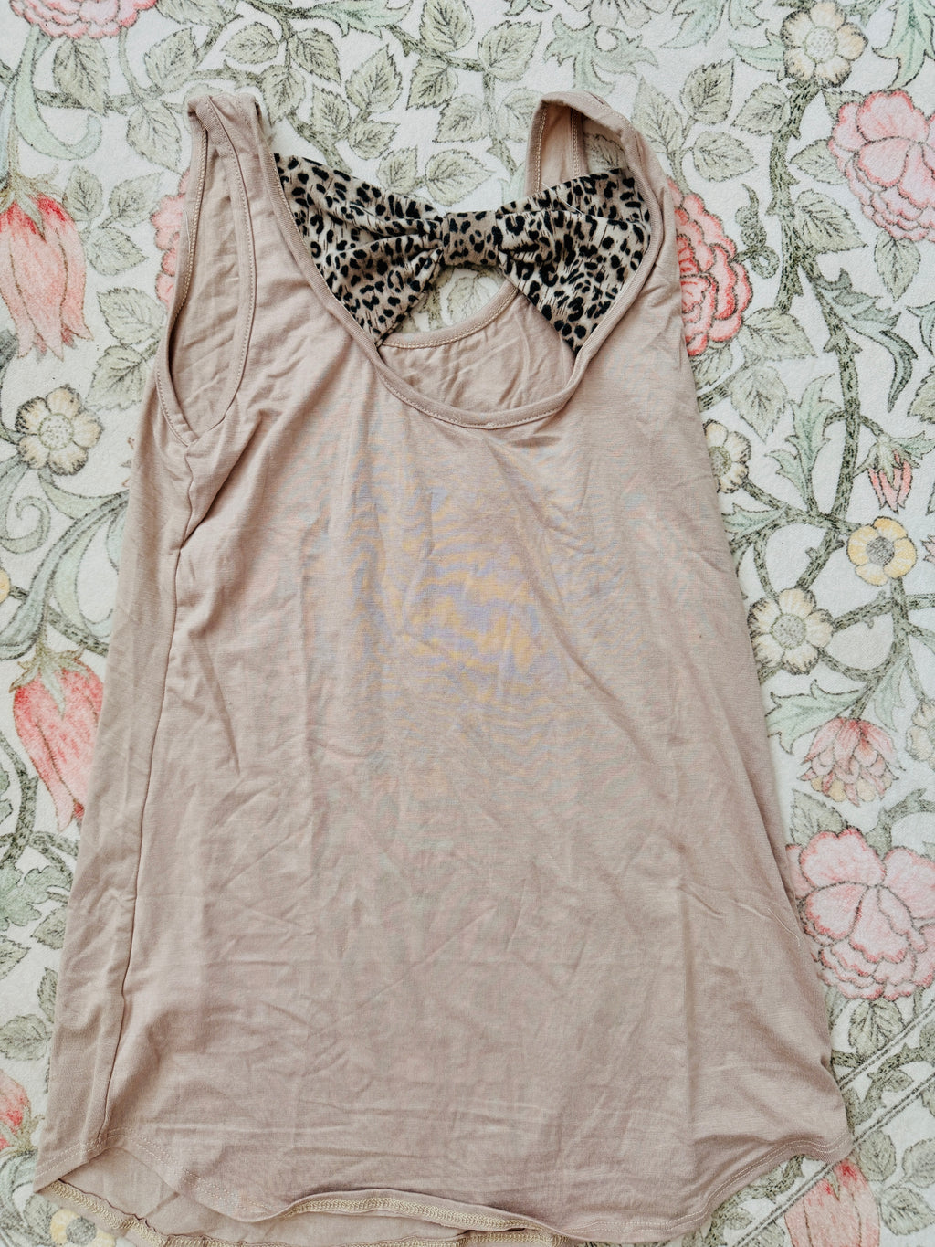 Beige Bow Tank Top