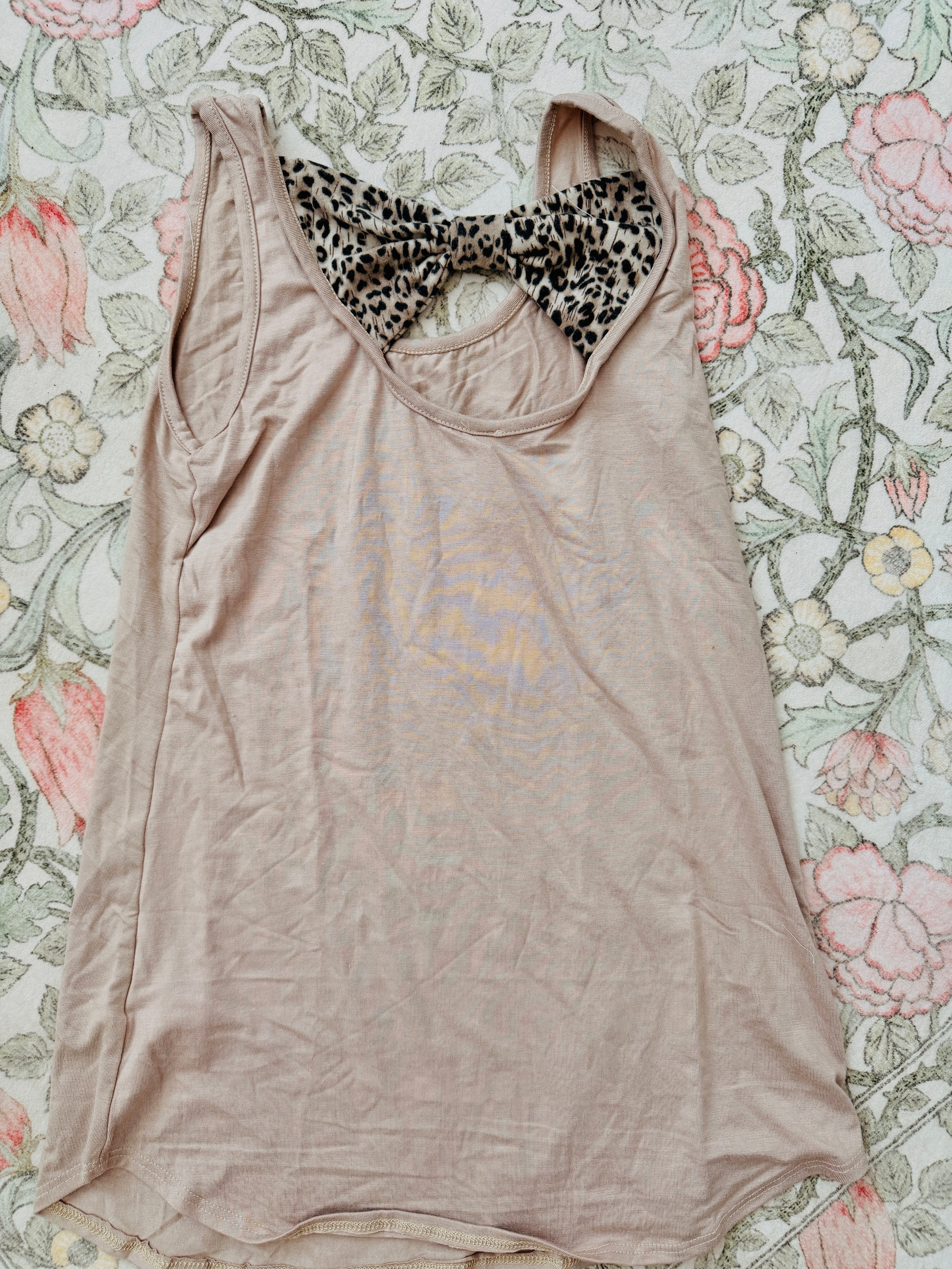 Beige Bow Tank Top