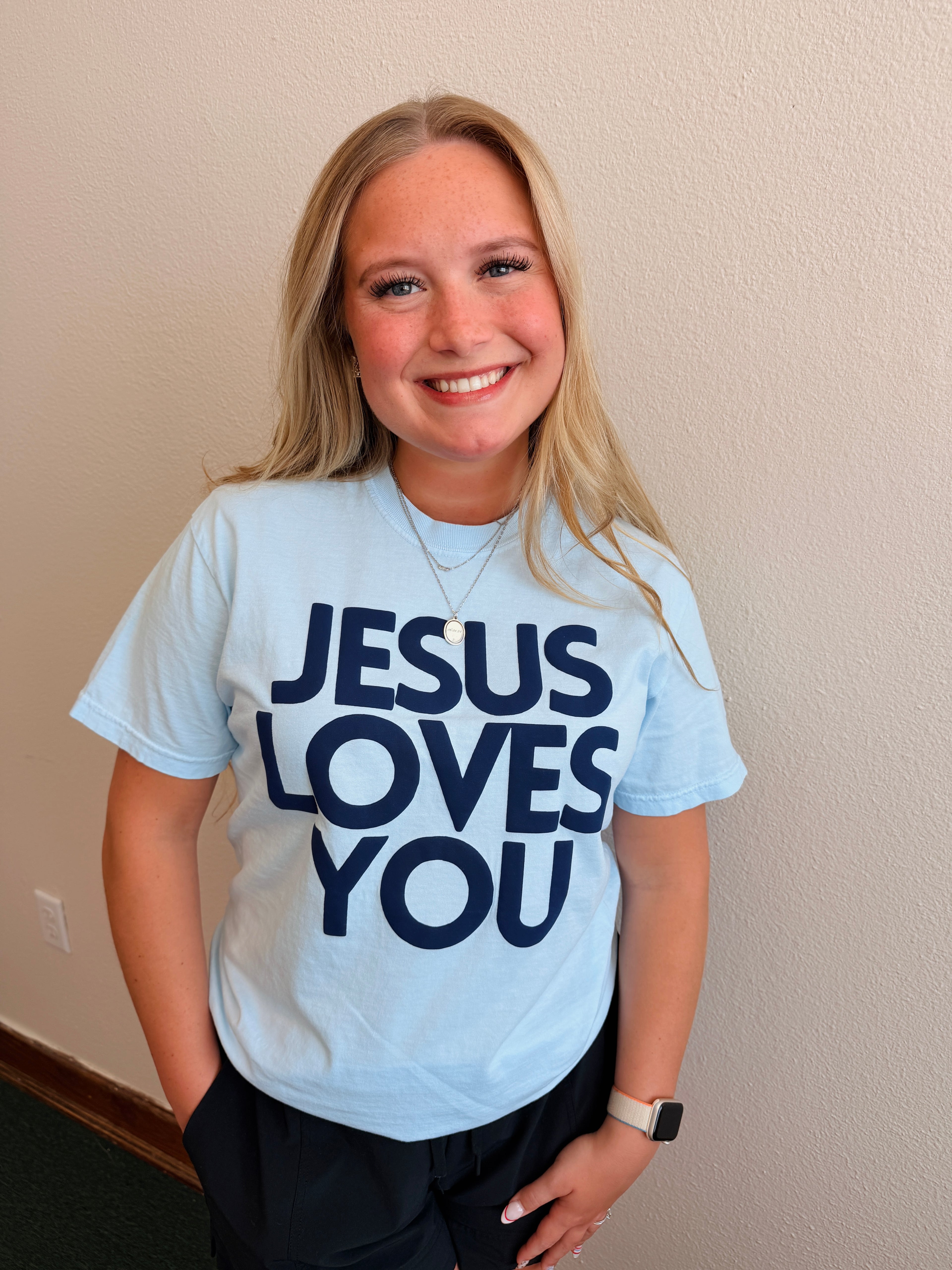Blue Jesus Loves You Tee