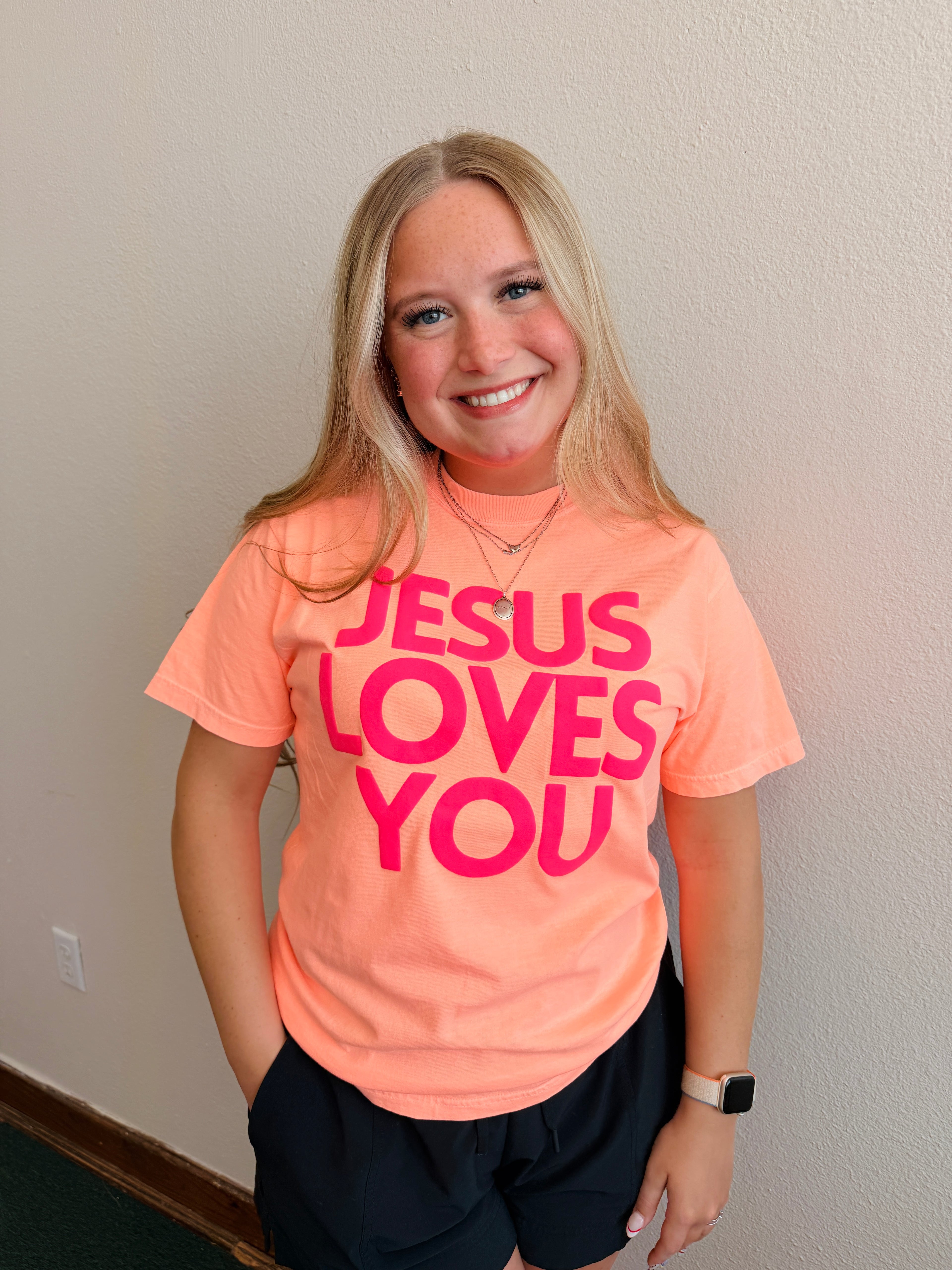 Orange Jesus Loves You Tee