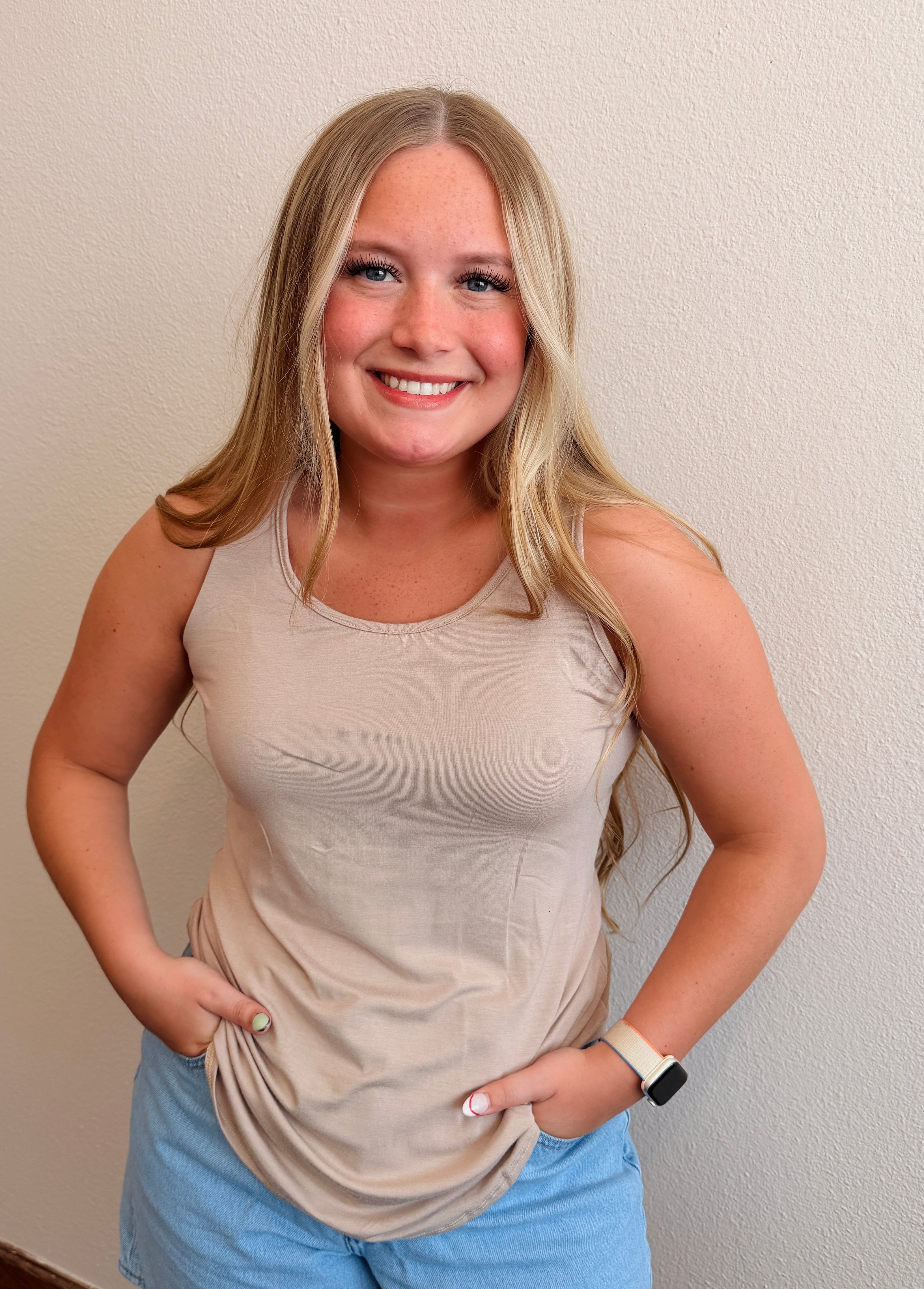 Beige Bow Tank Top