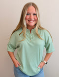 Sage Green Waffle Knit Top
