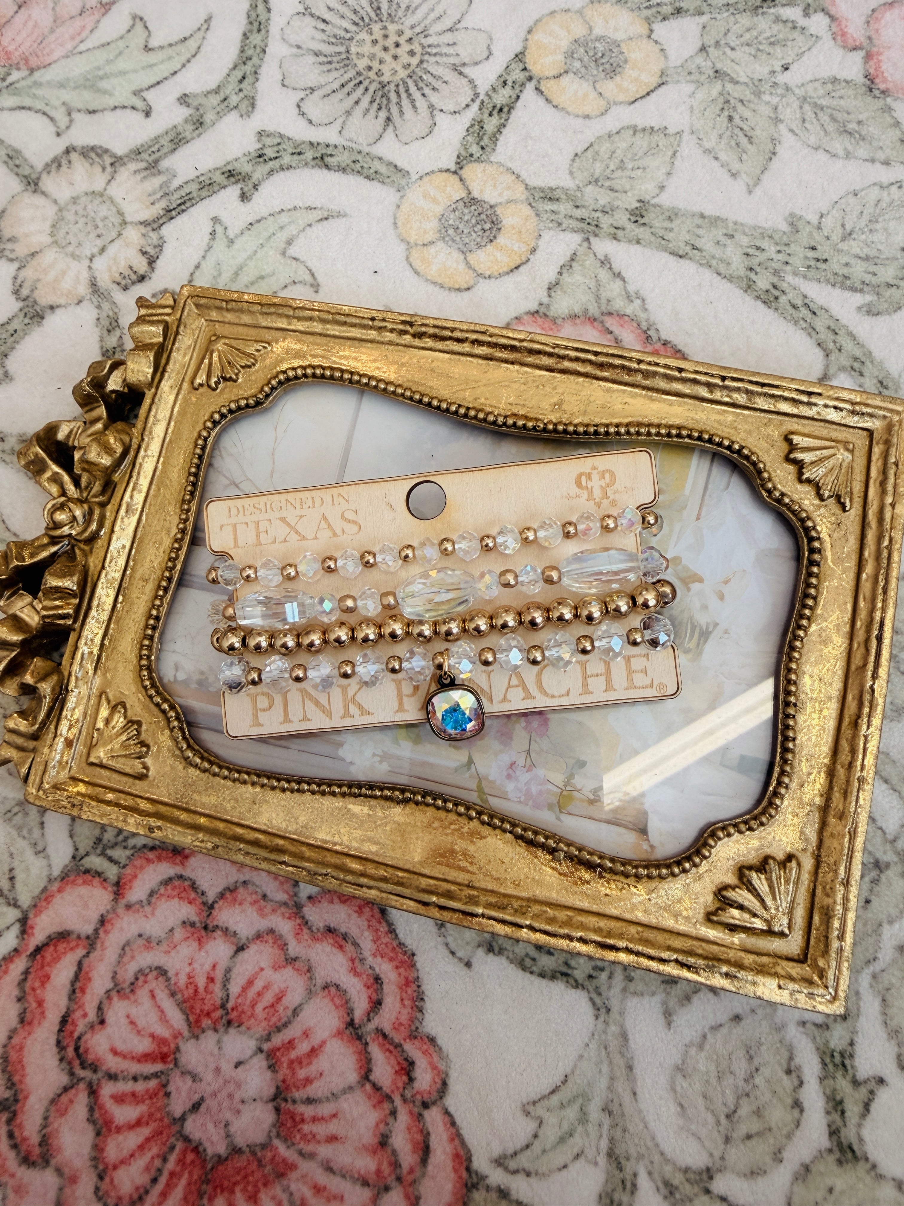 Clear and Gold Bracelet Stack
