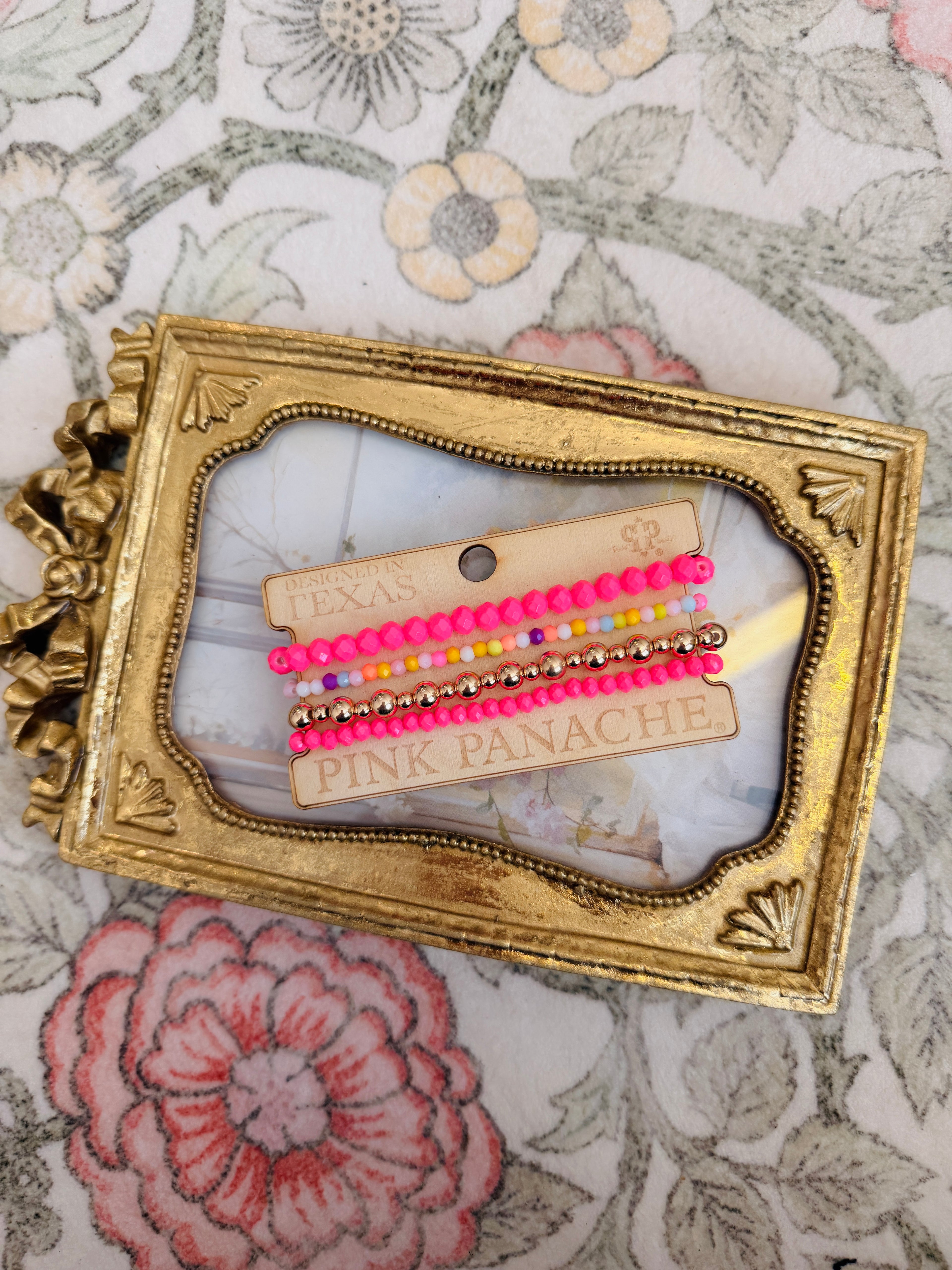 Gold and Pink Bracelet Stack