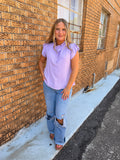Ruffle Sleeve Lavender Top